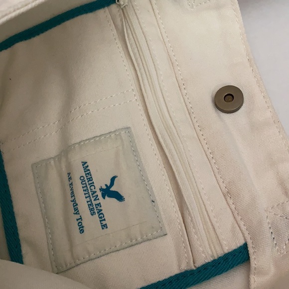 American Eagle Outfitters white and teal tote - Picture 5 of 8